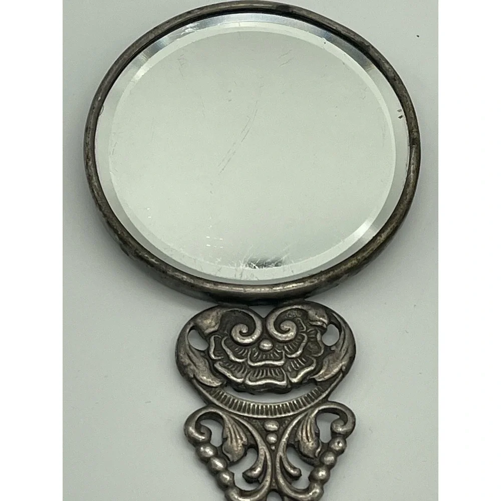 Vintage Antique Silver Plated Purse Mirror & Comb Case Denmark‎ HANS JENSEN